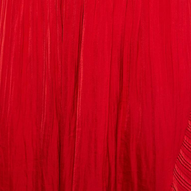 Pre Owned Maje Rouge Sateen Jonette Faux Wrap Midi Skirt M