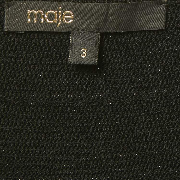 مملوكة مسبقًا Maje Black Patterned Knit Zip Detail Short Dress S
