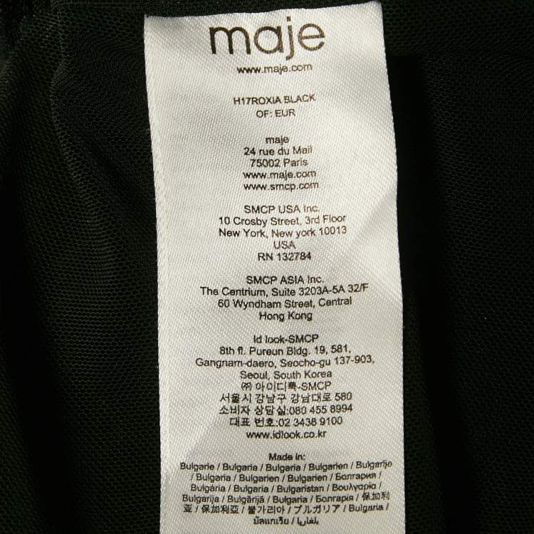 Pre Owned Maje Black Stretch Crepe Ruche Detail Mini Dress S