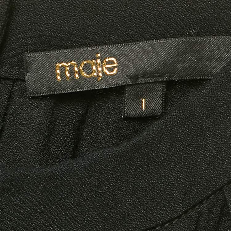 Pre Owned Maje Black Stretch Crepe Ruche Detail Mini Dress S