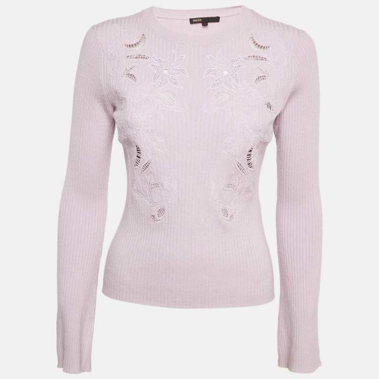 Pre Owned Maje Light Purple Embroidered Knit Mysany Sweater M