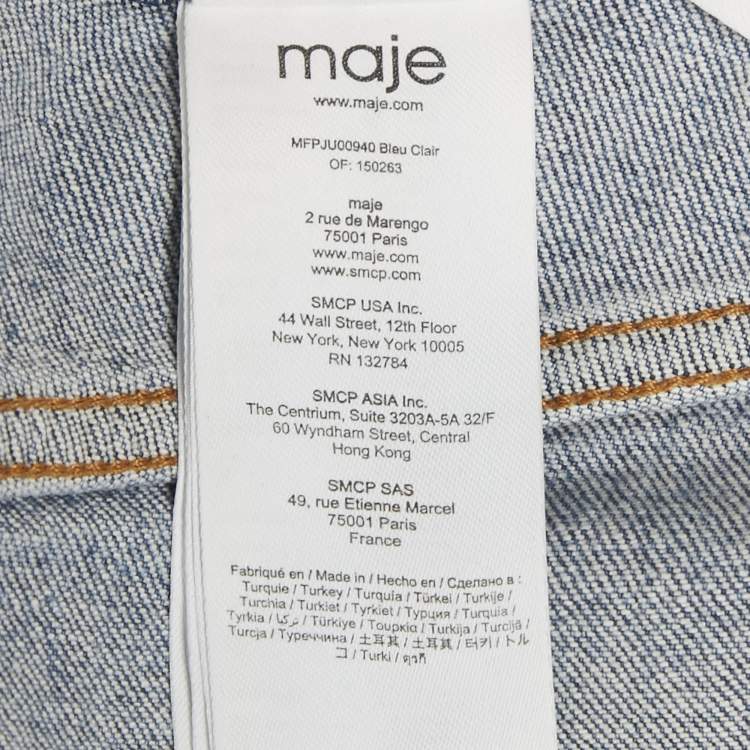 Pre Owned Maje Blue Denim Wrap Skirt S Waist 28"