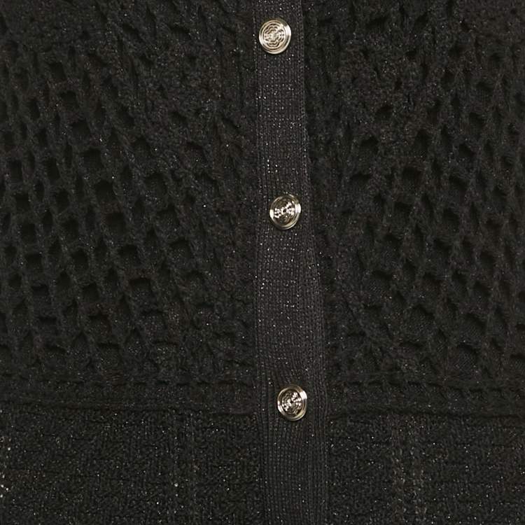 Pre Owned Maje Black Rita Crochet-Knit Midi Dress L