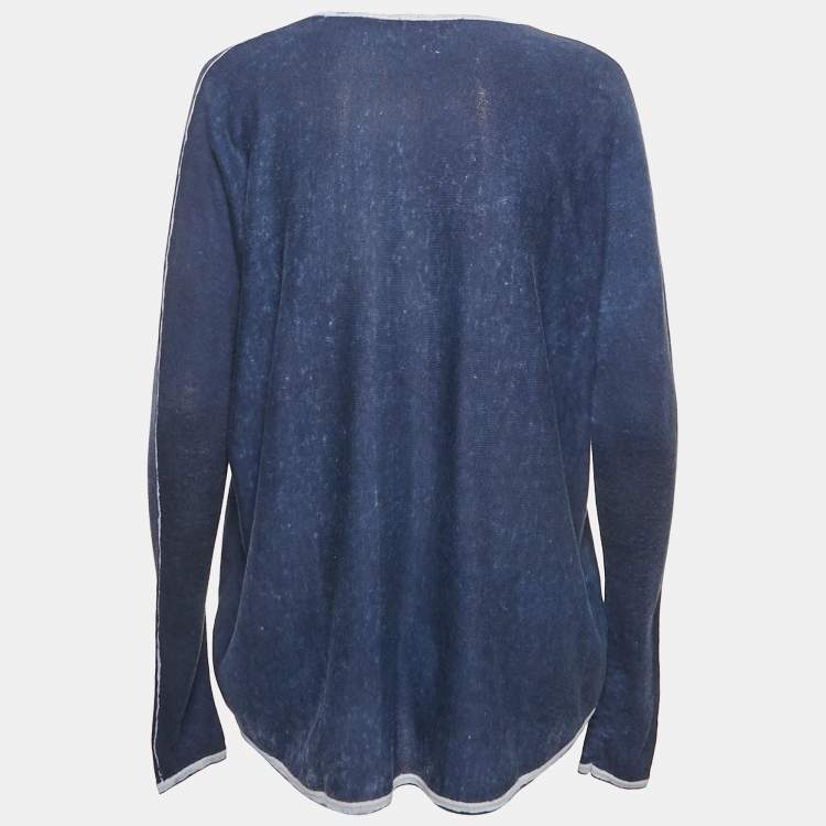 Pre Owned Maje Blue Silk Knit Sweatshirt One Size 