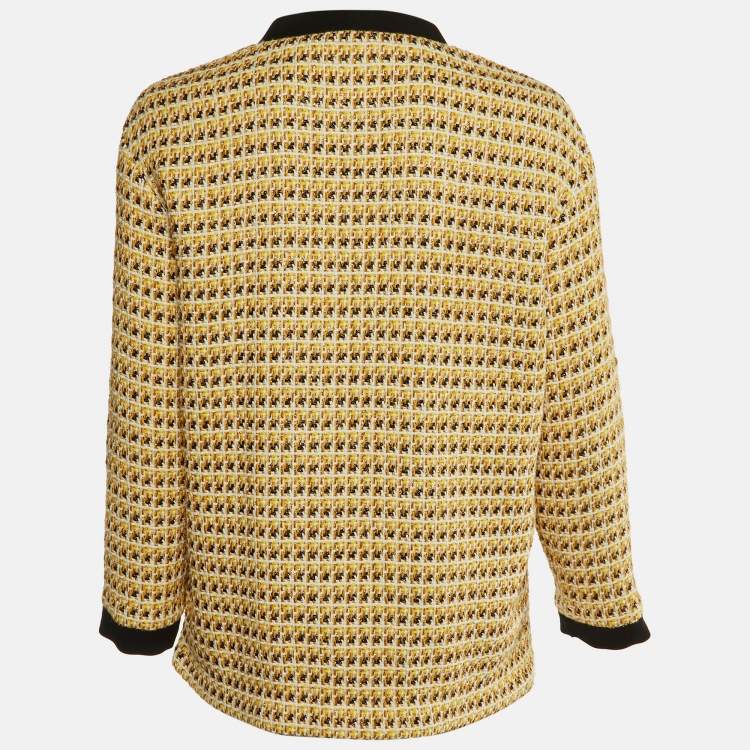 Pre Owned Maje Yellow Lurex Tweed  Button Front Jacket S