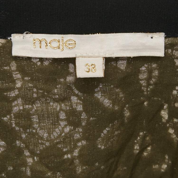 Pre Owned Maje Black Lace Zip Front Sleeveless Jumpsuit M