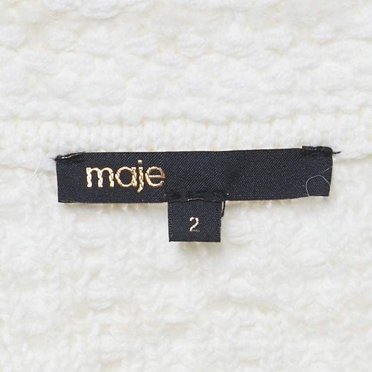 Pre Owned Maje Ivory Tweed Oversized Jacket L