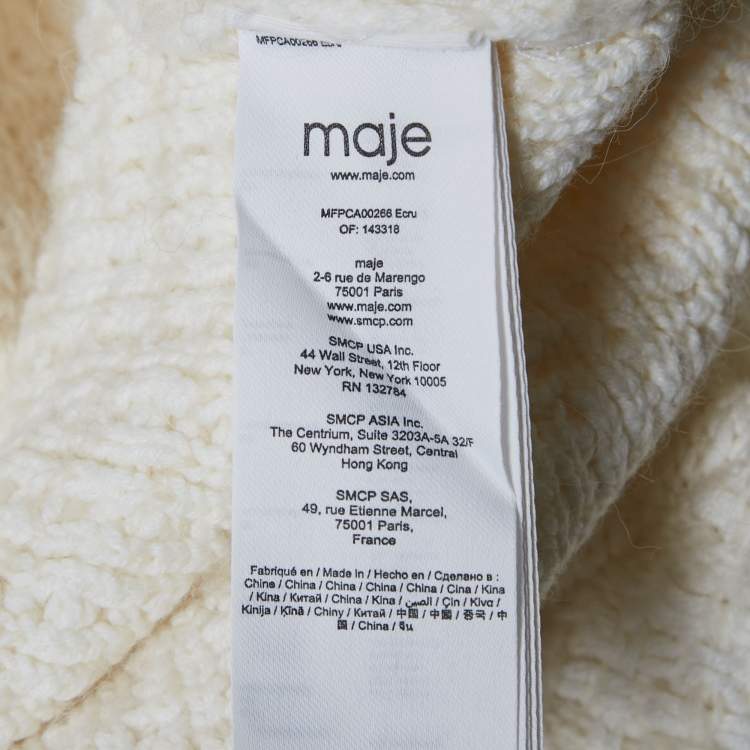 Pre Owned Maje Ivory Tweed Oversized Jacket L