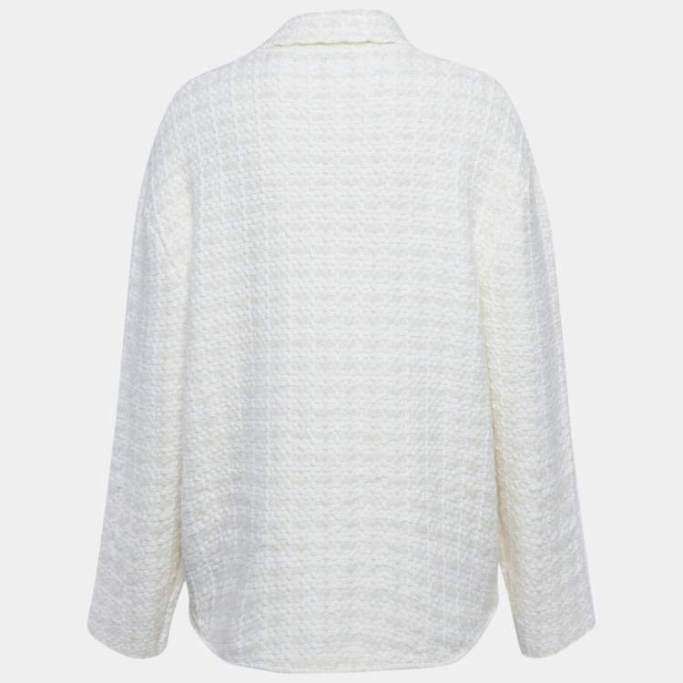 Pre Owned Maje Ivory Tweed Oversized Jacket L