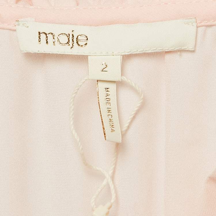 Pre Owned Maje Pink Chiffon Tie-Up Neck Blouse M