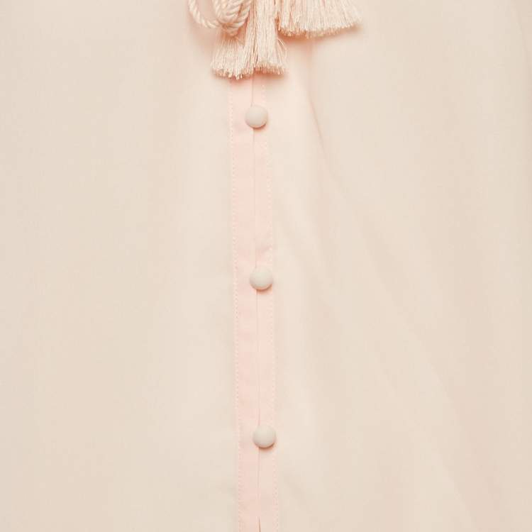 Pre Owned Maje Pink Chiffon Tie-Up Neck Blouse M