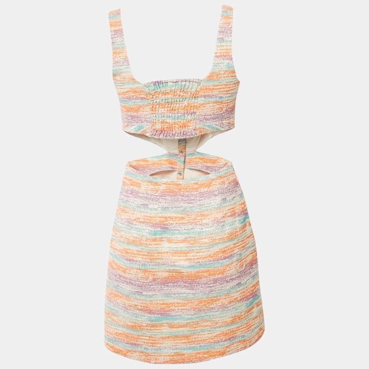 مملوكة مسبقًا Maje Multicolor Tweed Cutout Detail Sleeveless Mini Dress XS