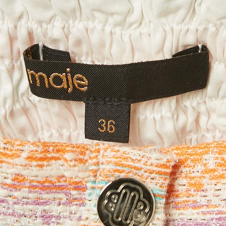 مملوكة مسبقًا Maje Multicolor Tweed Cutout Detail Sleeveless Mini Dress XS