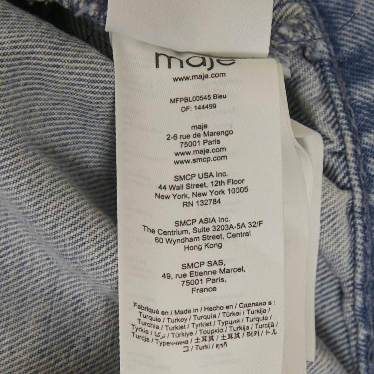 Pre Owned Maje Light Blue Denim Studded Crop Jacket XS