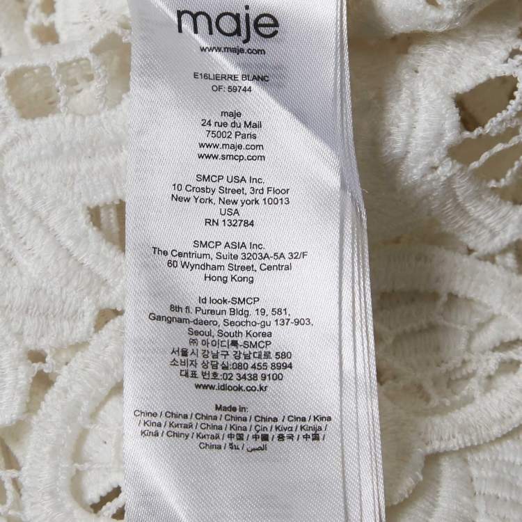Pre Owned Maje White Lace Sleeveless Sheer Top M