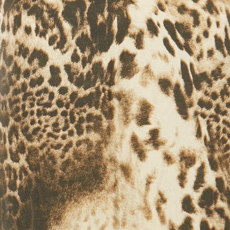 Pre Owned Maje Brown Leopard Pattern Linen Blend Shift Dress S