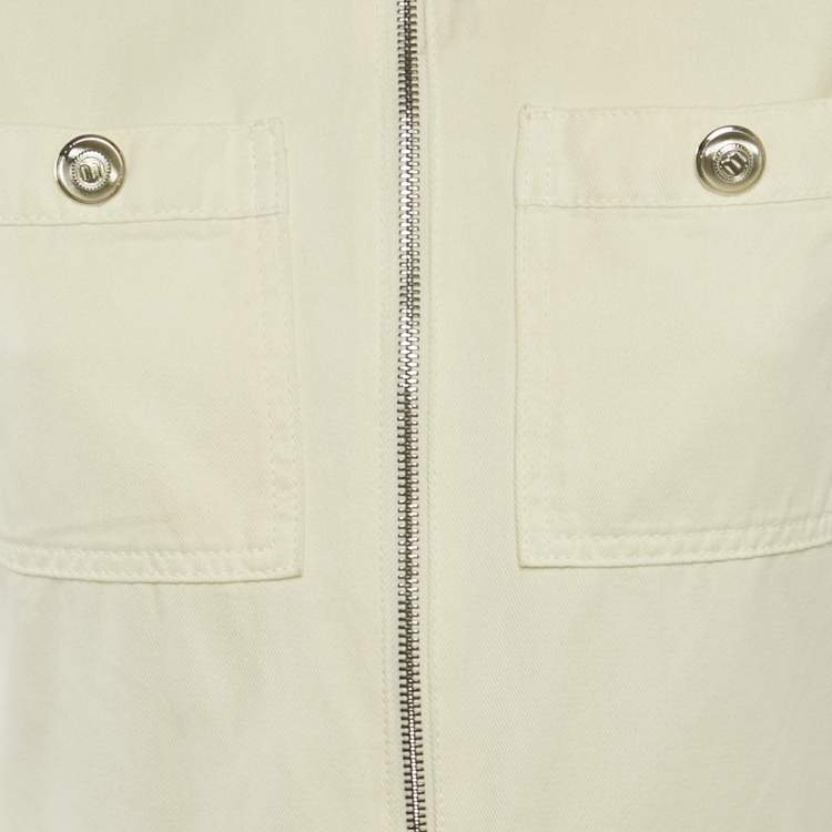 Pre Owned Maje Off-White Cotton Drill Zip-Up Jumpsuit S