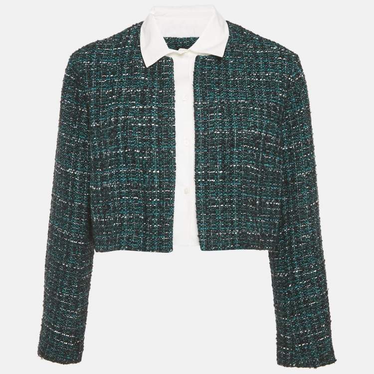 Pre Owned Maje Forest Green Button Front Crop Jacket XL
