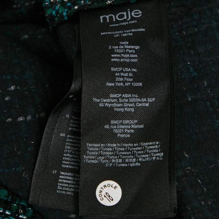 Pre Owned Maje Forest Green Button Front Crop Jacket XL