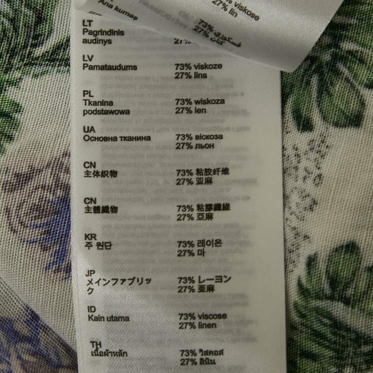 Pre Owned Maje White Printed Linen Blend V-Neck Midi Dress XL