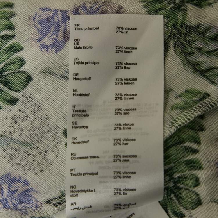Pre Owned Maje White Printed Linen Blend V-Neck Midi Dress XL