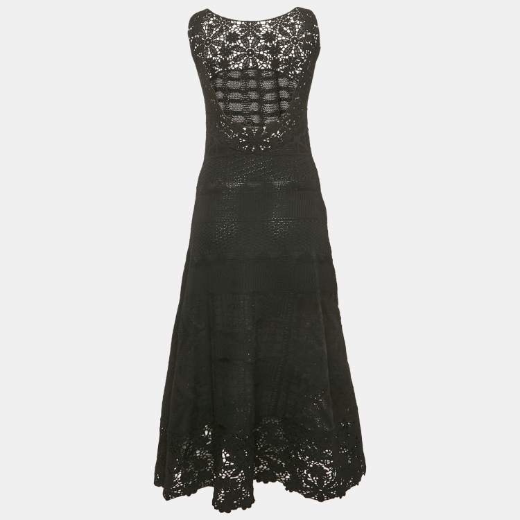 Pre Owned Maje Black Patterned Knit Sleeveless Long Dress S
