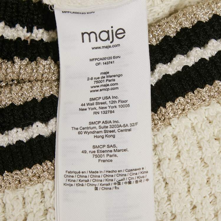 Pre Owned Maje White Cotton and Linen Crochet Button Front Cardigan S