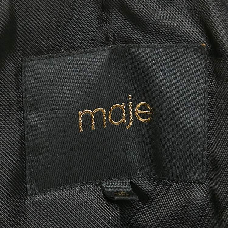 Pre Owned Maje Black Leather Biker Jacket S