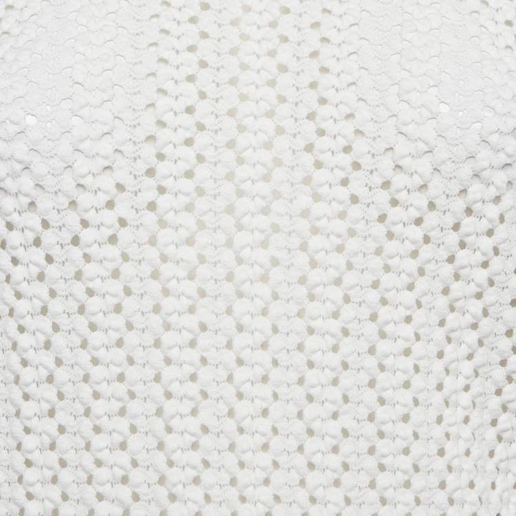Pre Owned Maje White Textured Crochet Long Top S