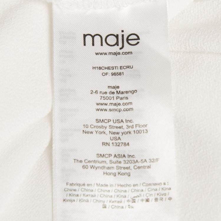 Pre Owned Maje White & Black Love Embroidered Crepe Chesti Shirt S