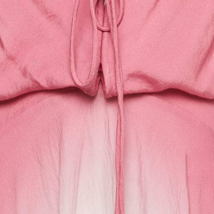 Pre Owned Maje Pink Ombre Cotton Handkerchief Hem Maxi Dress L