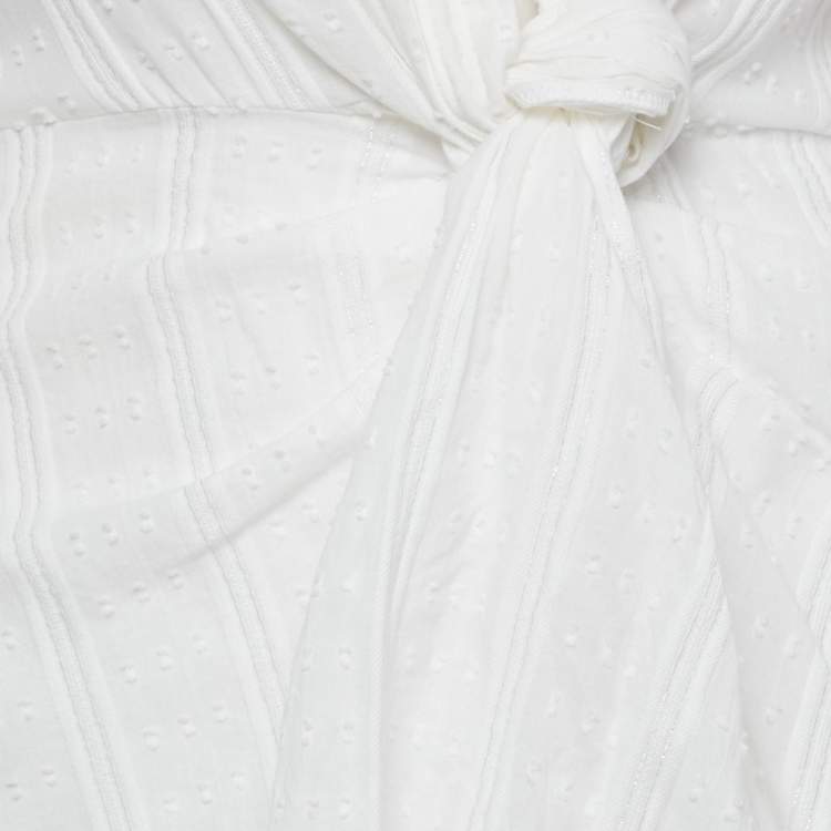 Pre Owned Maje White Swiss Dots Cotton Twisted Mini Dress XS