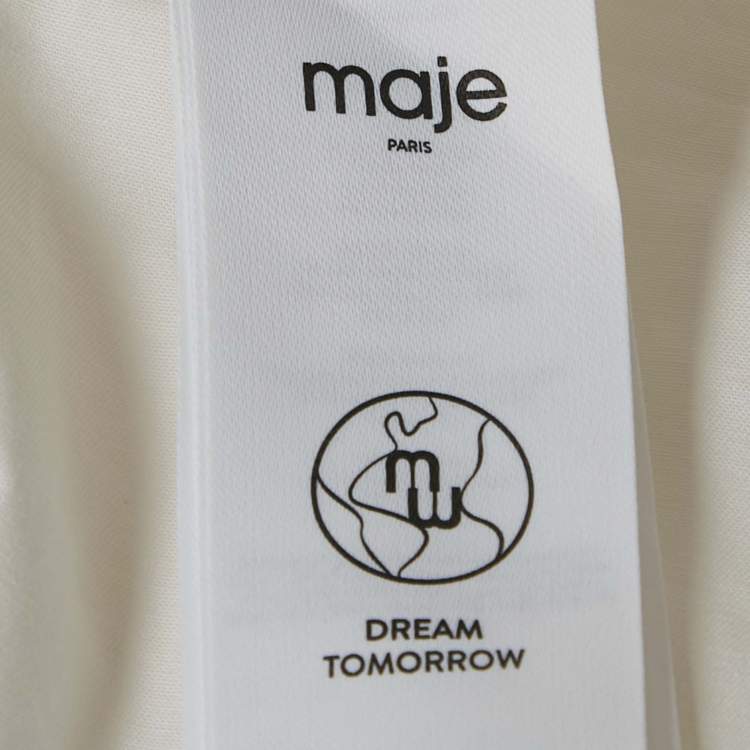 Pre Owned Maje White Beaded Cotton Mini Dress S