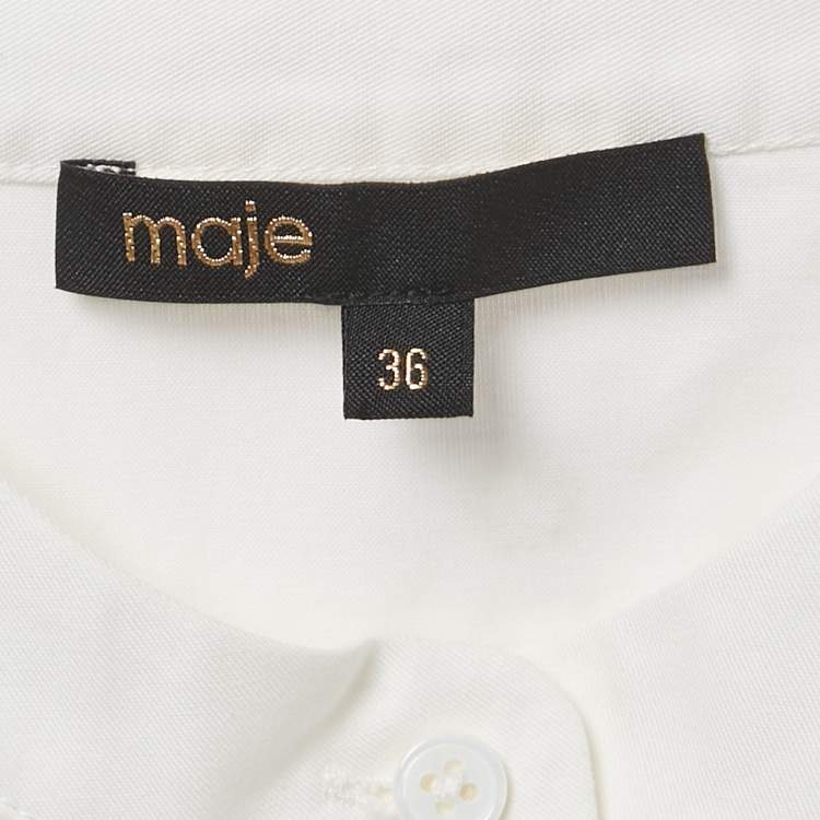 Pre Owned Maje White Beaded Cotton Mini Dress S