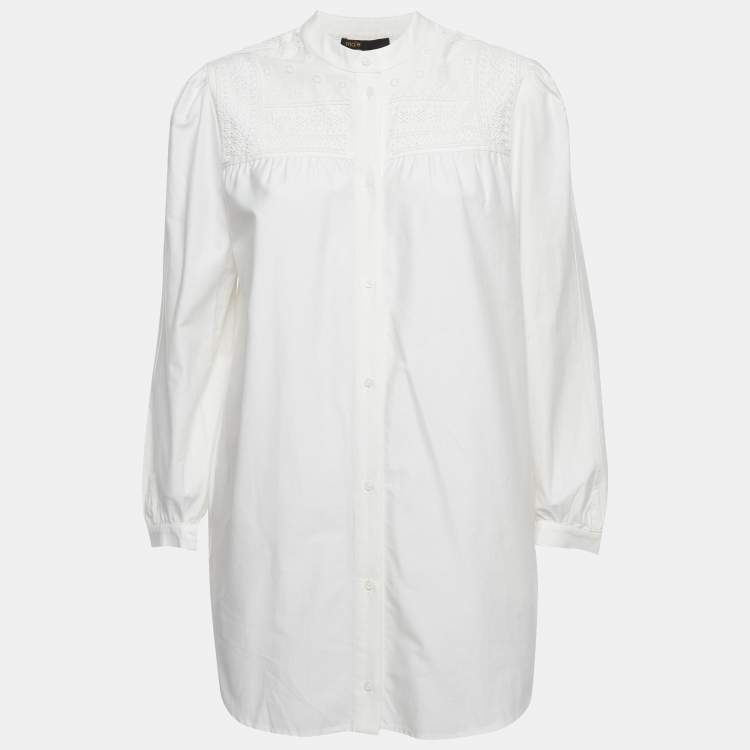 Pre Owned Maje White Beaded Cotton Mini Dress S