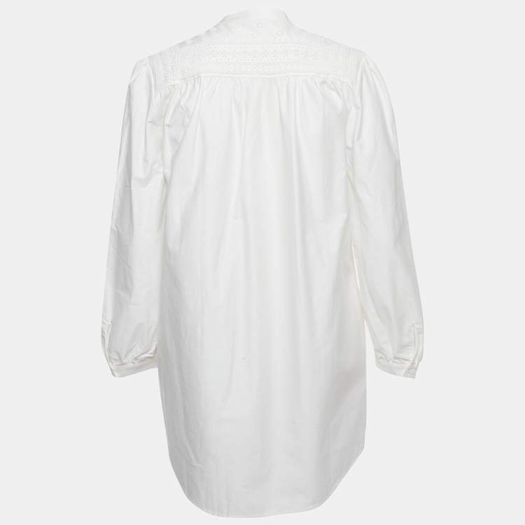 Pre Owned Maje White Beaded Cotton Mini Dress S