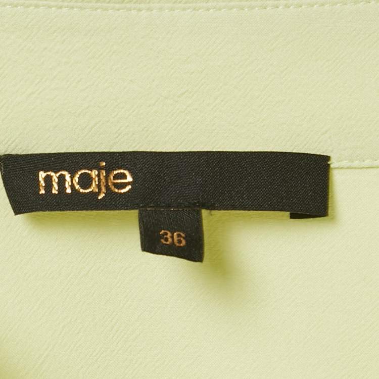 Pre Owned Maje Lime Green Crepe Button Front Layered Mini Dress S