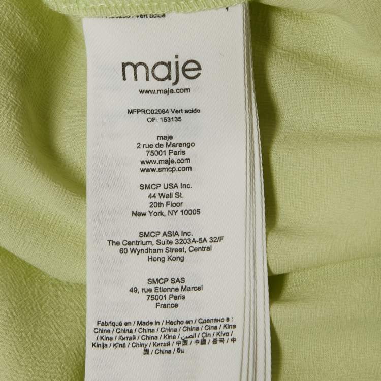Pre Owned Maje Lime Green Crepe Button Front Layered Mini Dress S