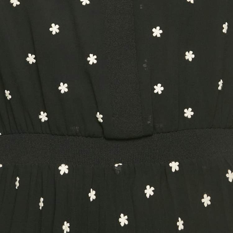 Pre Owned Maje Black Floral Embroidered Chiffon Short Dress M
