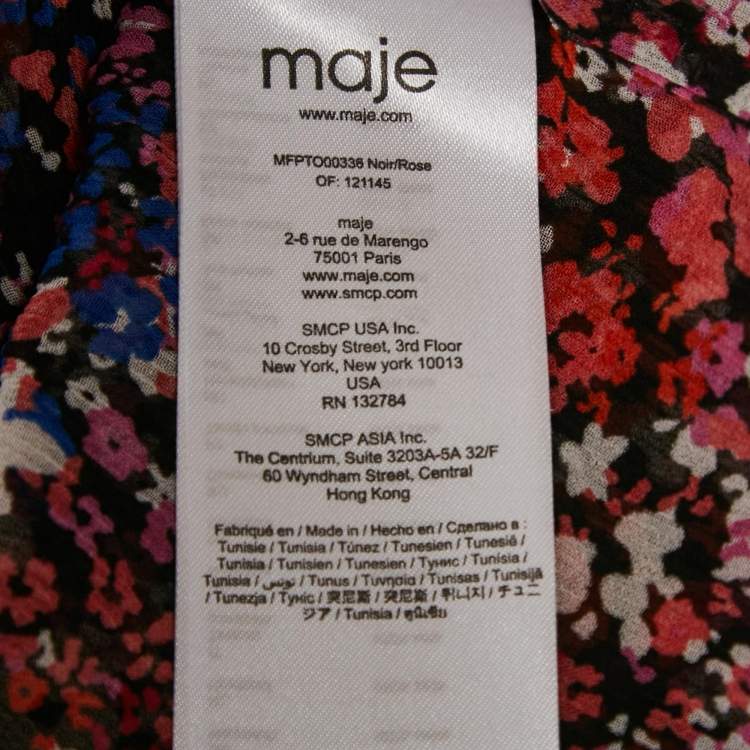 Pre Owned Maje Black Abstract Print Silk Top S