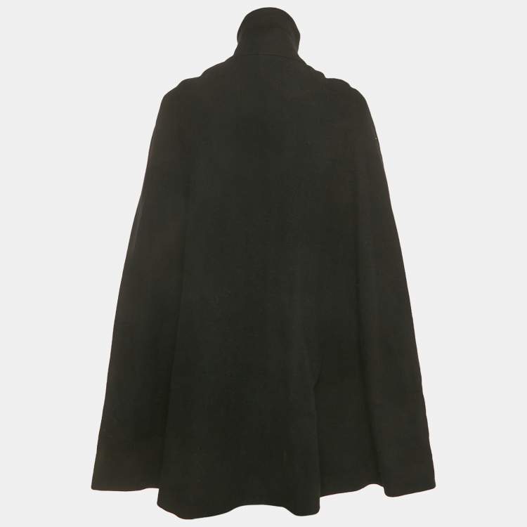 Pre Owned Maje Black Wool Blend Glass Glow Cape Coat S