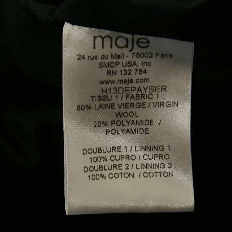 Pre Owned Maje Black Wool Blend Glass Glow Cape Coat S