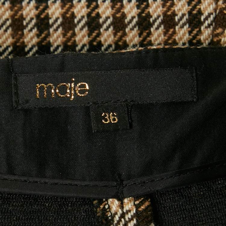 مملوكة مسبقًا Maje Brown/Tan Houndstooth Skorts and Blazer Set S
