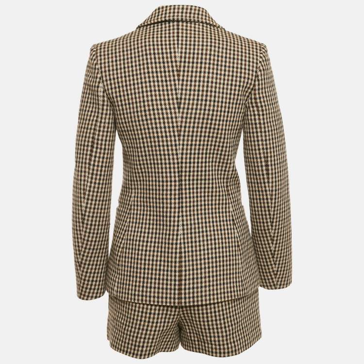 مملوكة مسبقًا Maje Brown/Tan Houndstooth Skorts and Blazer Set S