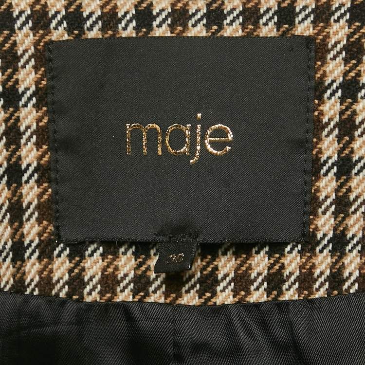 مملوكة مسبقًا Maje Brown/Tan Houndstooth Skorts and Blazer Set S