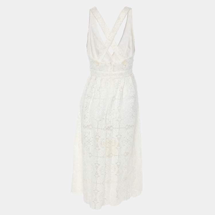 Pre Owned Maje White Lace Sleeveless Dress M
