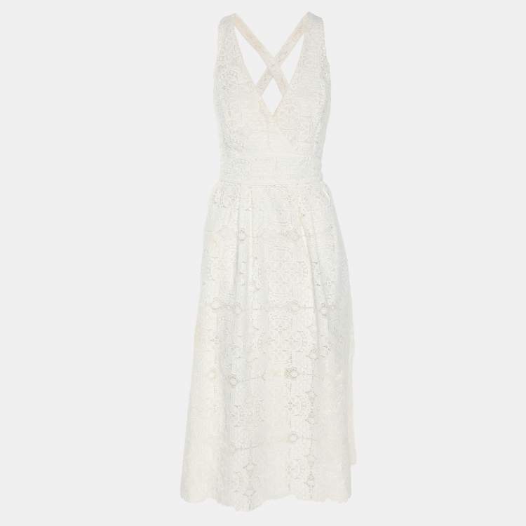 Pre Owned Maje White Lace Sleeveless Dress M