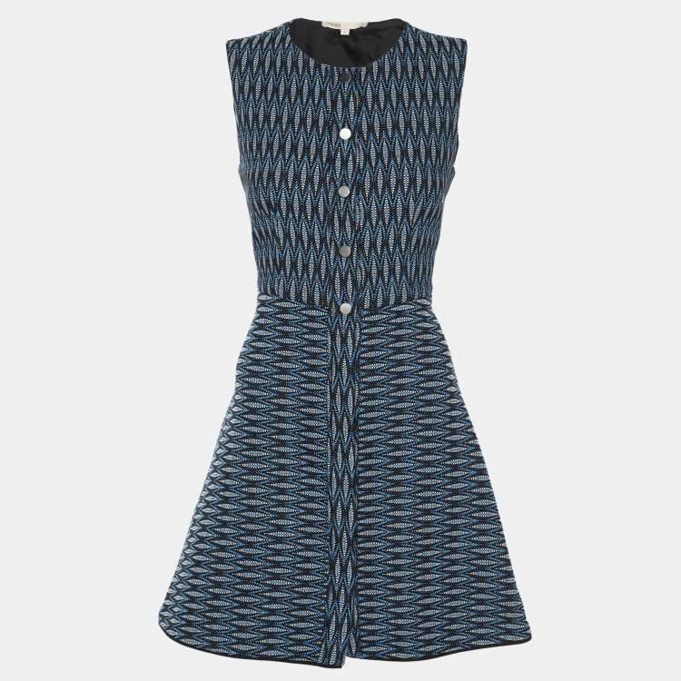 Pre Owned Maje Blue Tweed Sleeveless Mini Dress S