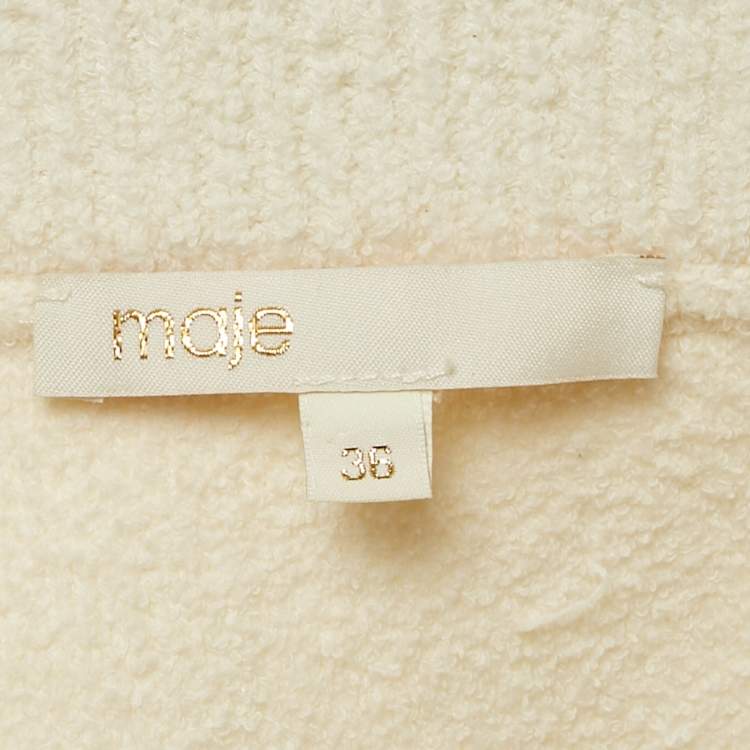 Pre Owned Maje White Tweed Knit Chain Detail Mini Skirt S