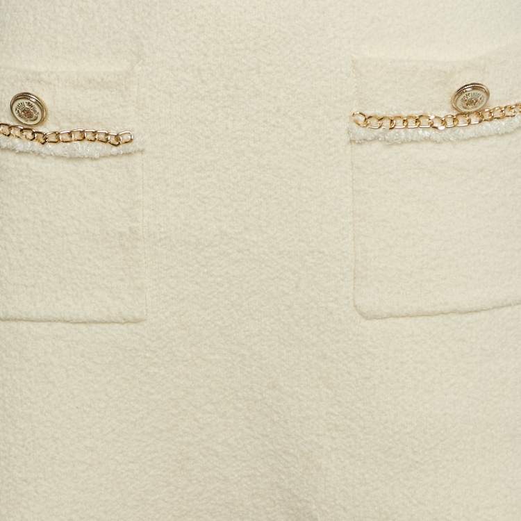 Pre Owned Maje White Tweed Knit Chain Detail Mini Skirt S